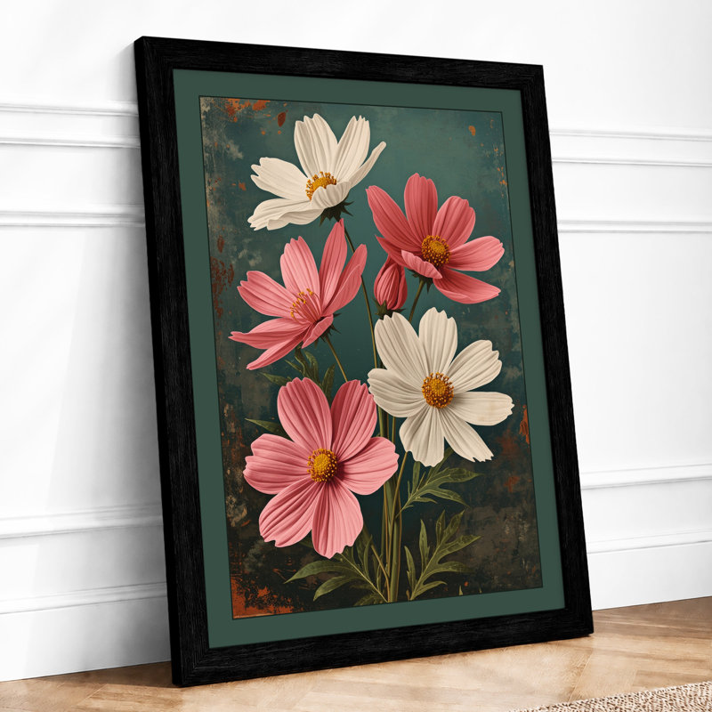 Cosmos Bouquet Botanical - Framed Print, Black, A3 - 42.0 x 29.7 cm