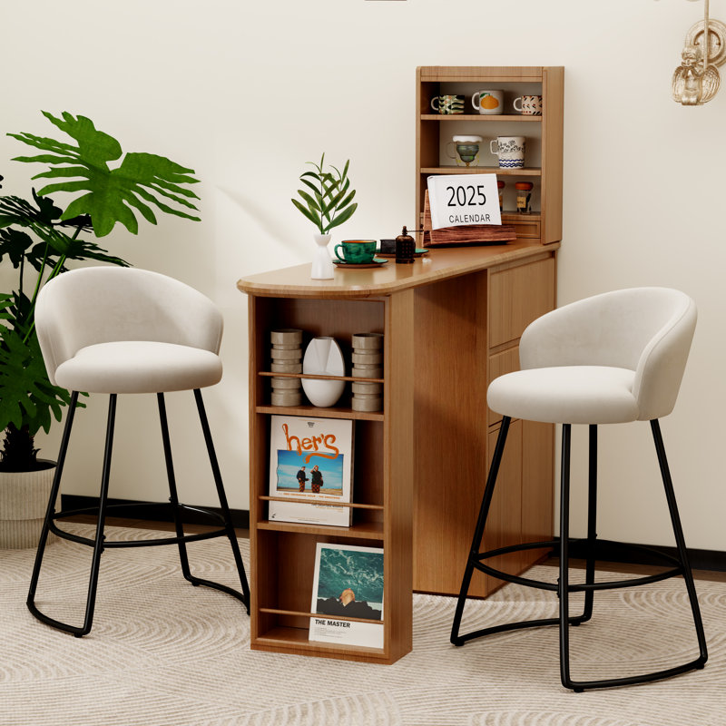 Tabouret de comptoir rembourré avec structure en métal, Ivoire ivoire, Tabouret de comptoir (siège d'une hauteur de 26 p