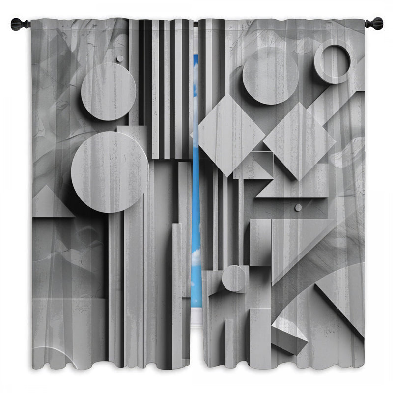 Rideaux abstraits et transparents à motif géométrique de formes géométriques - 2 panneaux, 40 po x 50 po - 2 panneaux