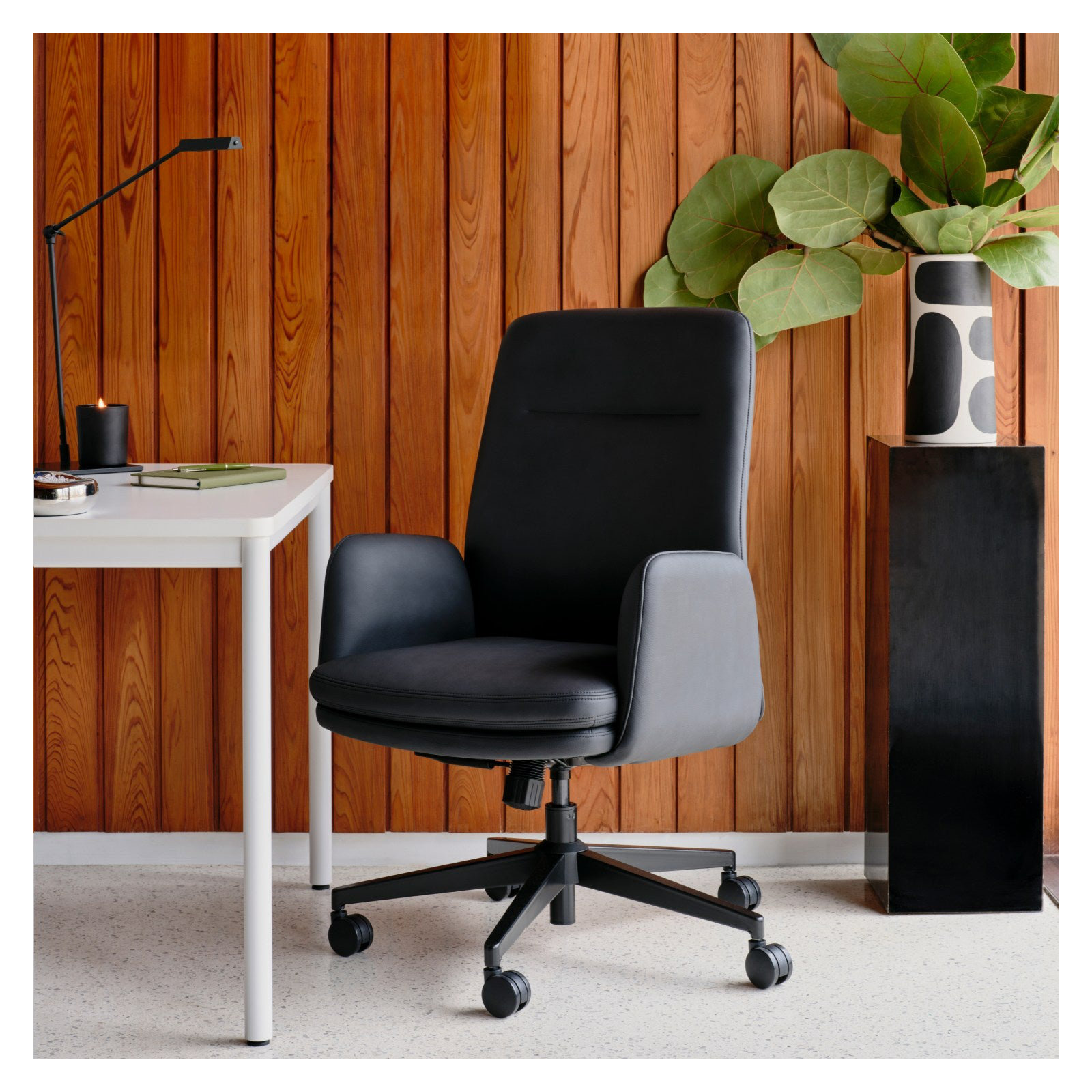 Softside Chair - High Back - Vegan Leather, Black, Black, 40.5"