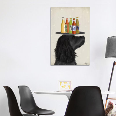 «Cocker Spaniel Black Beer Lover» par Fab Funky, impression sur toile tendue