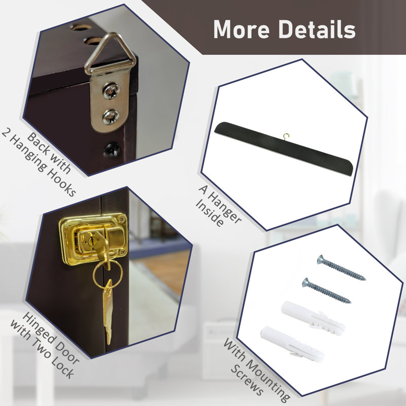 Cherry Brown Lockable Wall Mounted Jersey Display Case