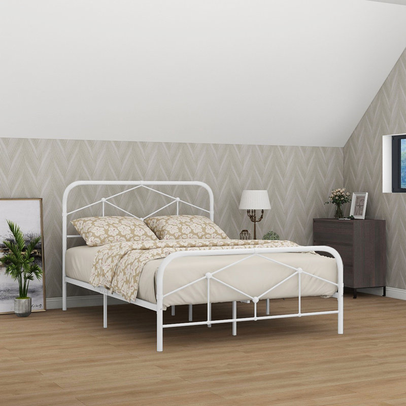 Lit plateforme Jehad, Grand, Blanc