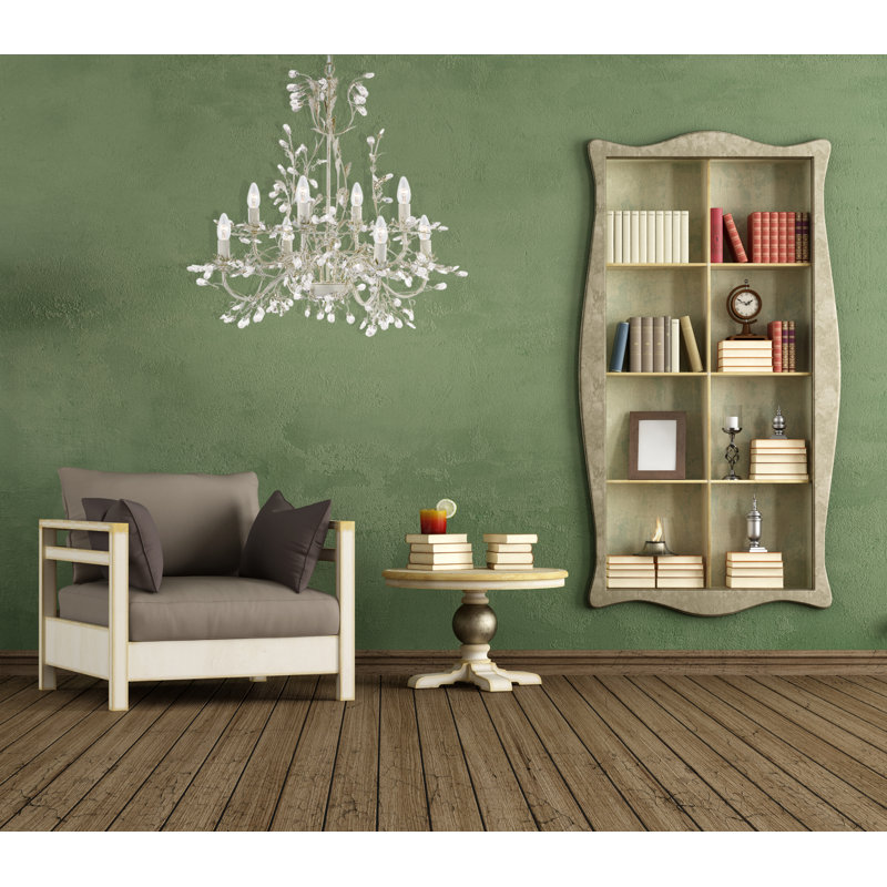 Jaquan 8 - Light Candle Style Chandelier, Cream and Gold