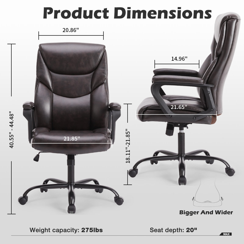Latitude Run® Jakorey Vegan Leather Computer Executive Chair with ...