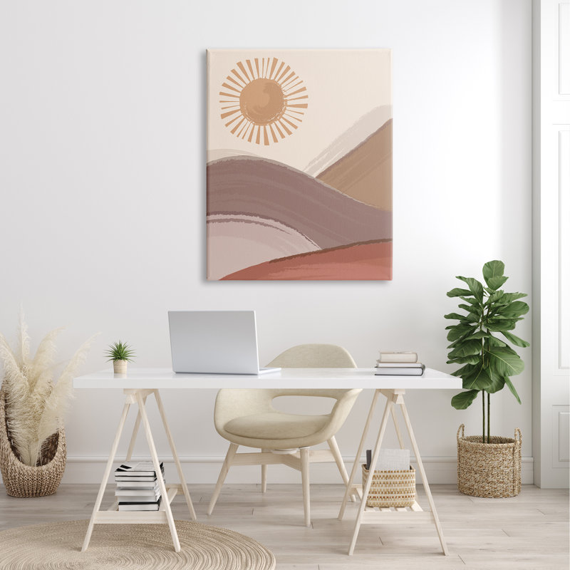 Dunes de sable au lever du soleil, H 36 po x l 36 po x P 1,5 po, Plaque murale