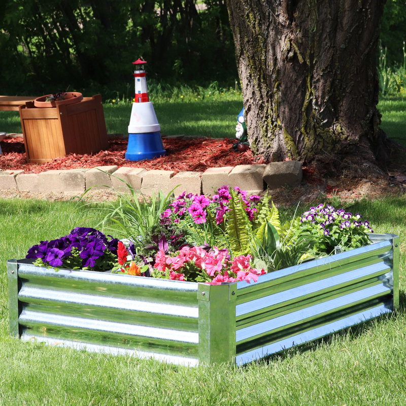 Lit de jardin surélevé rectangulaire en acier galvanisé Tollette, 12" H x  48" W x  36" D, Silver