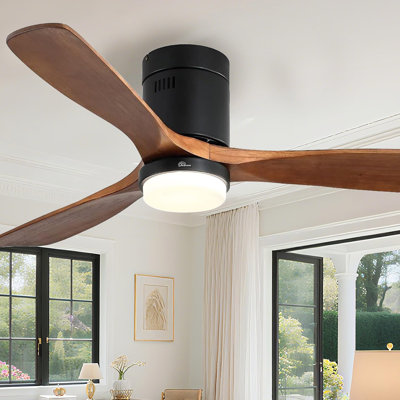 52 Inch Flush Mount Ceiling Fan with Lights and Remote