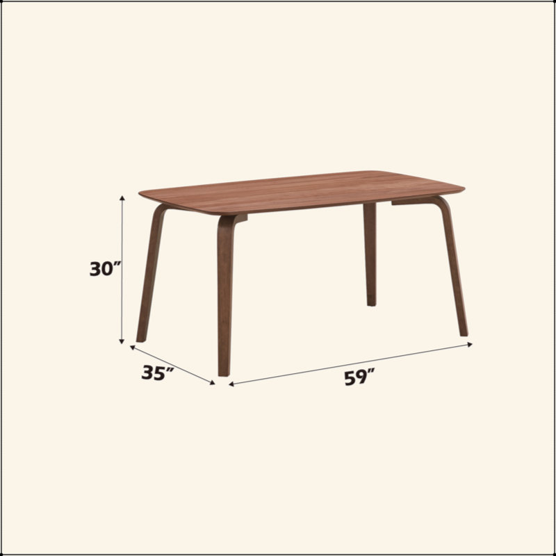 5Pcs Walnut Finish Dining Room Set, Walnut, Walnut