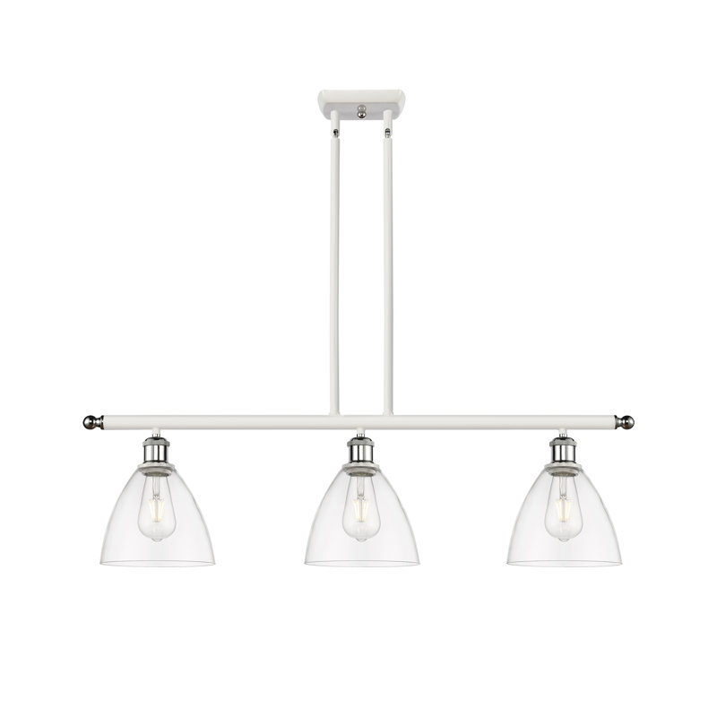 Amnah 3 - Light Kitchen Island Pendant, 43.75" H x 36" W x 7.5" D, Clear, White/Polished Chrome