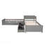 L-Shaped Platform Bed With Trundle And Drawers Linked With Built-In Desk,Twin,Grey-130184580
