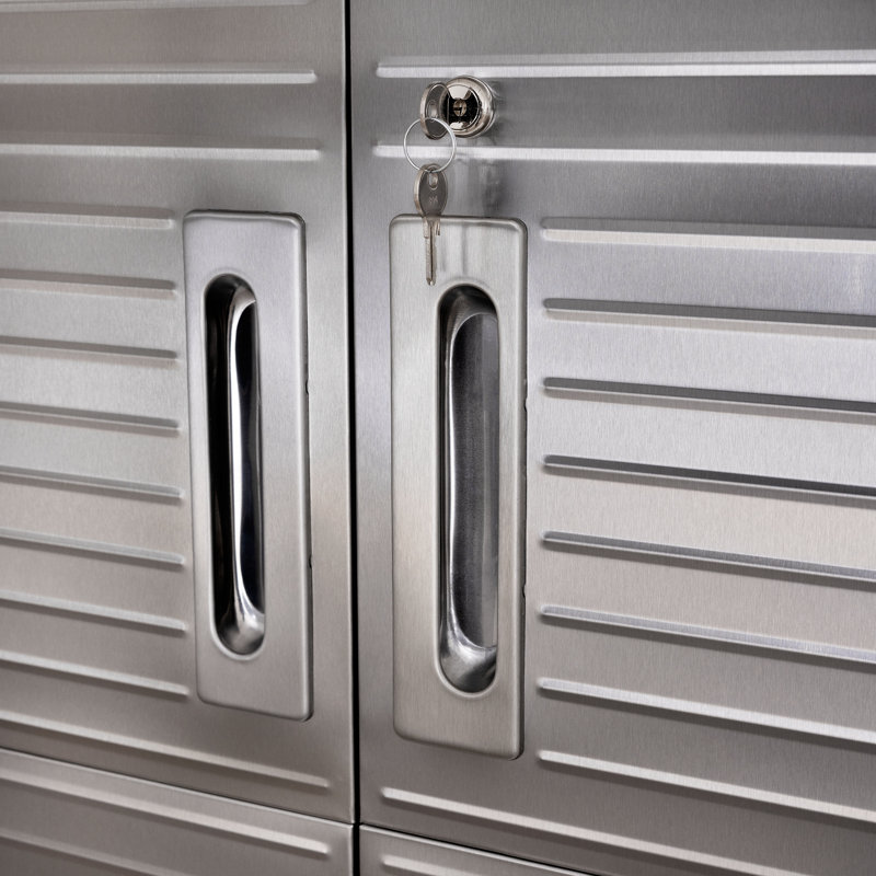 Seville Classics UltraHD 2 Piece Stainless Steel Storage System, 90.5" H x 60" W x 24" D, Red