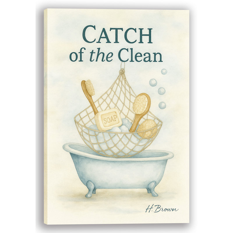 Catch of the Clean - Nautical Bath Humor, art mural sur toile