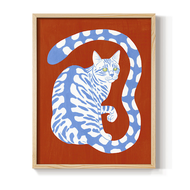 Complementary House Cat I, reproduction encadrée - bois massif, H 11 po x l 9 po