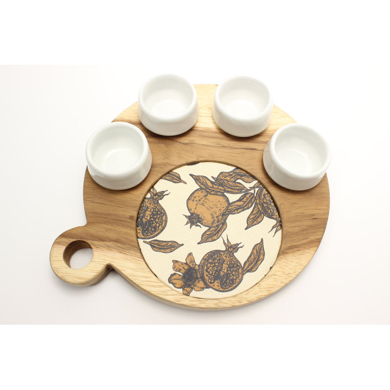 Ensemble de 4 plateaux blancs en bois Mezcalero et grenade