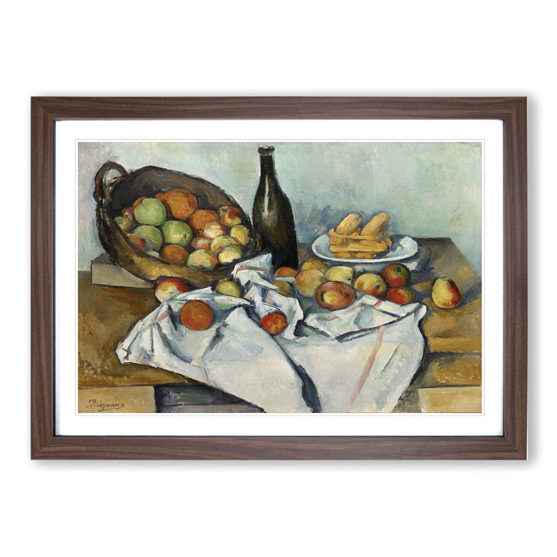 The Basket of Apples by Paul Cezanne - Picture Frame Painting, 27cm H x 36cm W x 2cm D, Walnut