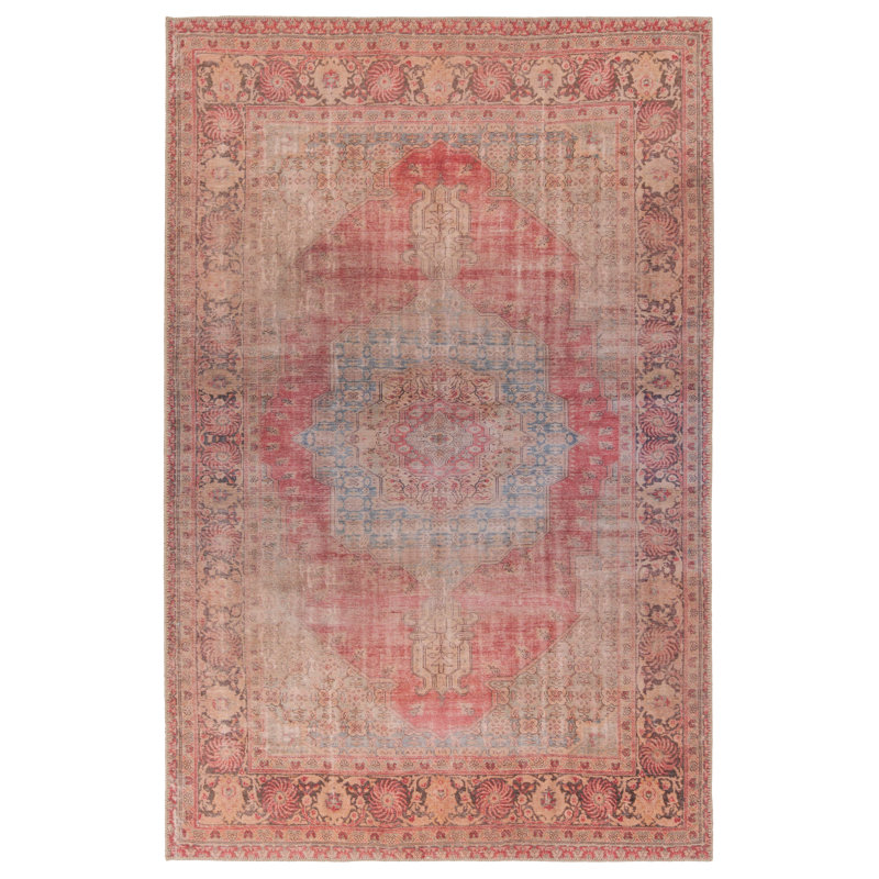 Tapis oriental en polyester tissé à la machine Harman, Rectangle 7 pi 6 po x 10 pi