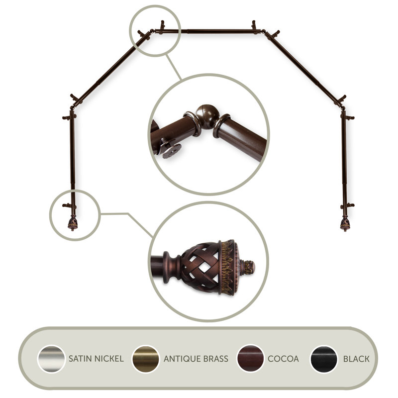 Tringle à rideaux simple réglable 0,81 po Jaidyn, Cacao, 28 à 48 po (de chaque côté)