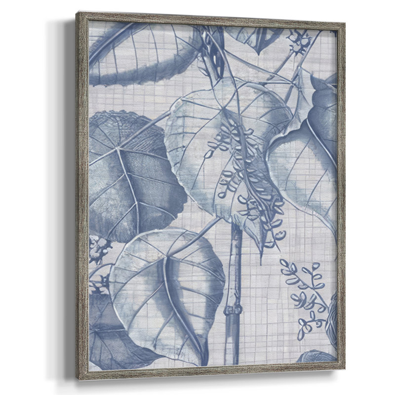 Marine et lin botanique VI, reproduction encadrée - bois massif, H 15 po x l 12 po