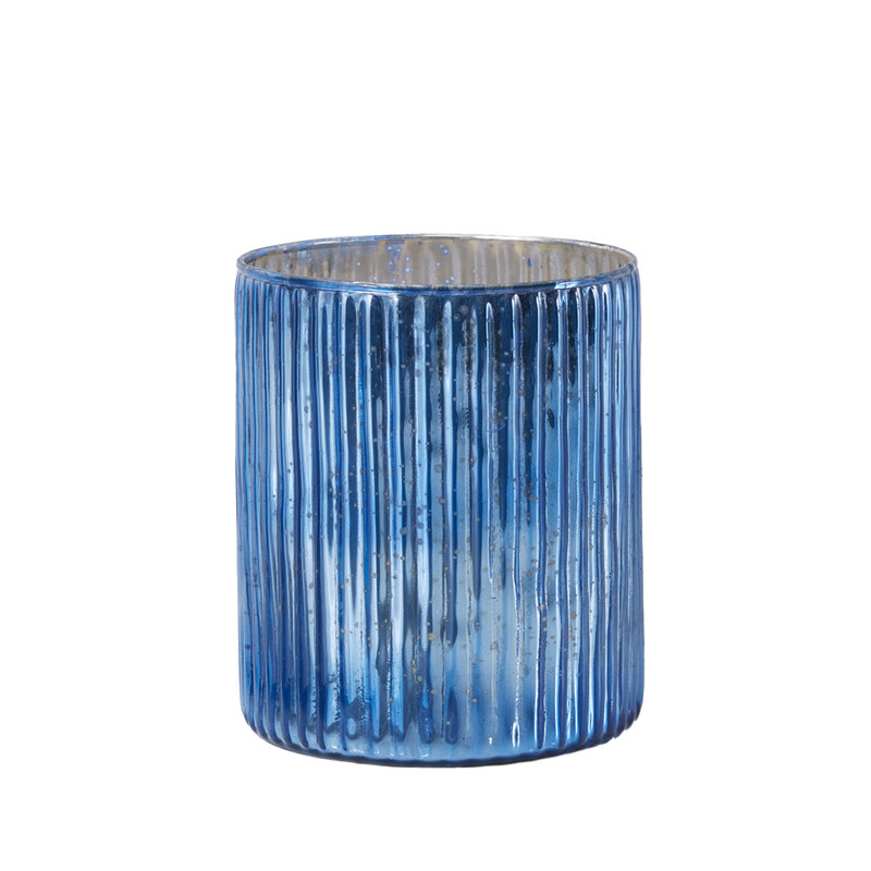 Vase de table en verre Granit, H 6 po x l 5 po x P 5 po, Bleu