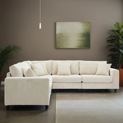 5 - Piece Upholstered Modular Sleeper Sectional Sofa Bed for Living Room