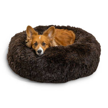 Small Calming Dogs Bed for Small Dogs Anti-Anxiety Machine Washable Fluffy  Luxury Anti-Slip Waterproof Mute Base Warming Cozy Soft Pet Puppy Round Bed