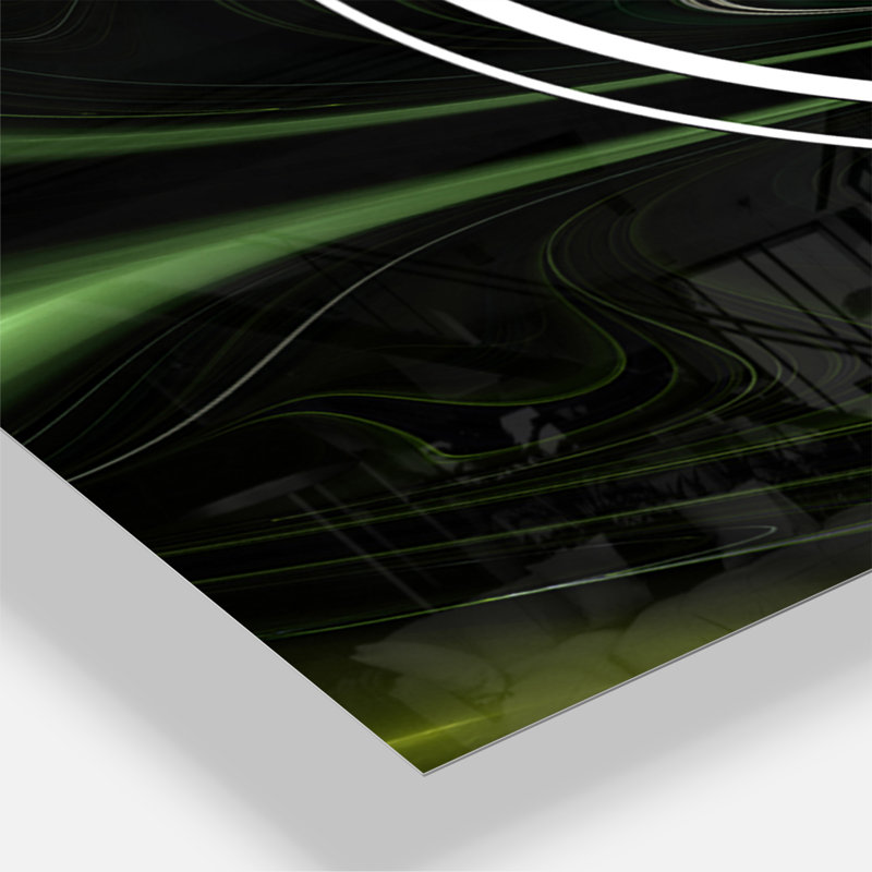 Fractale en noir - Horloge murale moderne, Vert