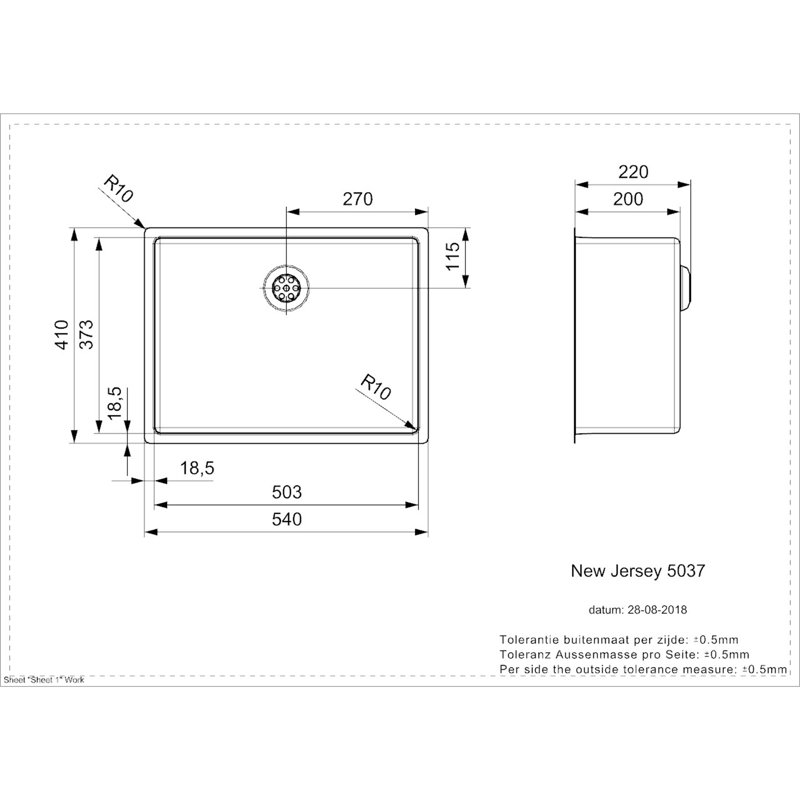 New Jersey Single Bowl Inset/Undermount Kitchen Sink