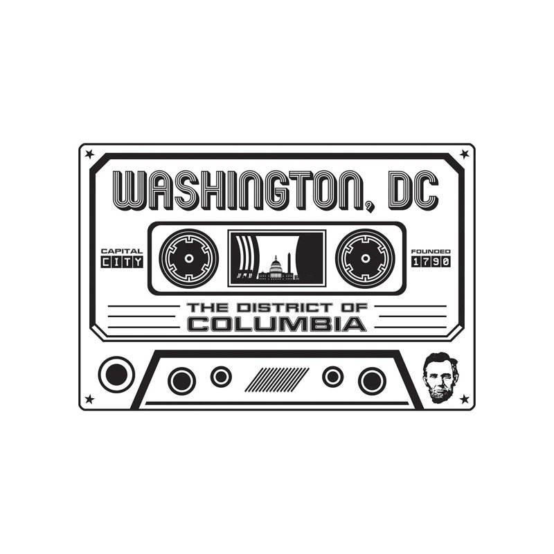 Washington DC Cassette, Light Background by Benton Park Prints - Print on Canvas, 20.32 cm H x 30.48 cm W, Wrapped Canvas