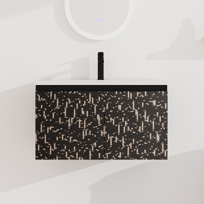 Meuble-lavabo mural de 30 po avec plateau en céramique Awat