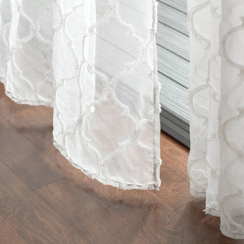 Carlena Damask Sheer Curtain Panels, Gray, 52" x 96"