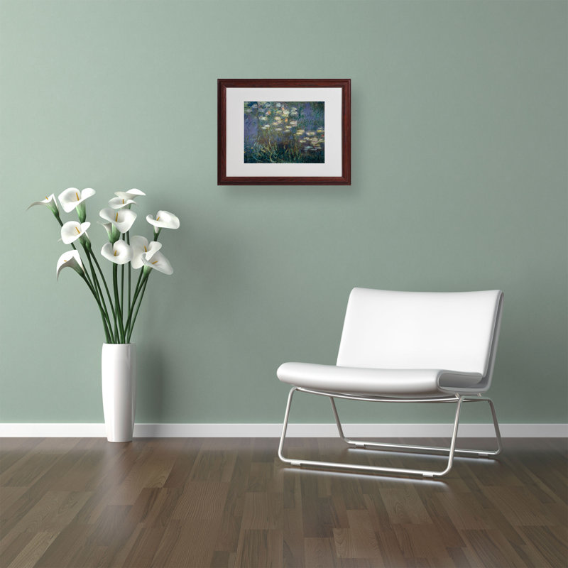 Claude Monet Water Lilies Abstract Canvas Art with Brown Frame