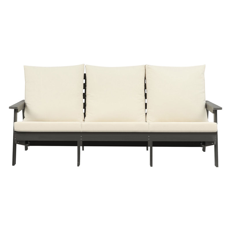 Canapé 3 places avec coussin, canapé de jardin d'extérieur, ensemble pour le porche, la piscine, la terrasse et la cour, Gris