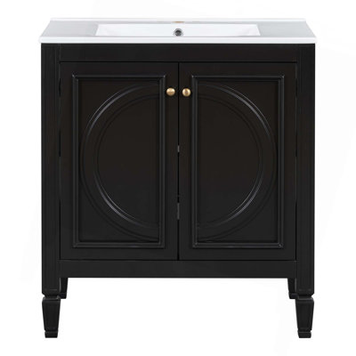 Ensemble de meuble-lavabo 60 po avec lavabo double 60 po, lavabo en céramique, portes à fermeture en douceur avec tablette, tiroir de rangement