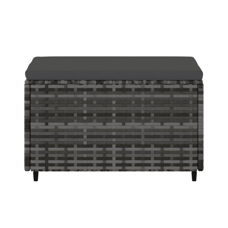 Repose-pieds d'extérieur avec coussins en rotin Chander, Anthracite, gris