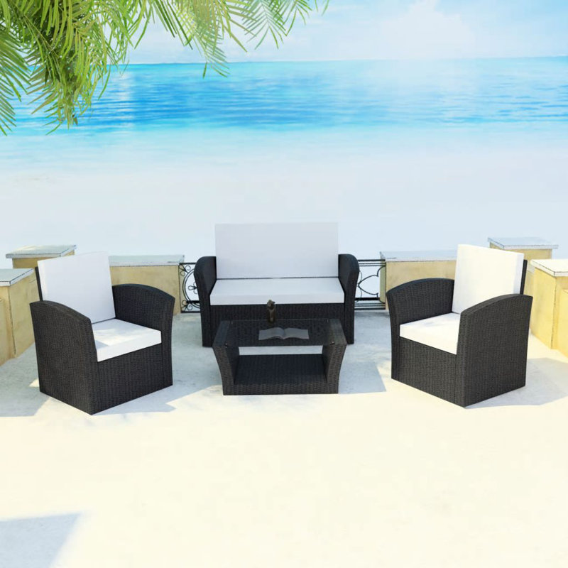 Thornaby Sofa Seating Group with Cushions, Black