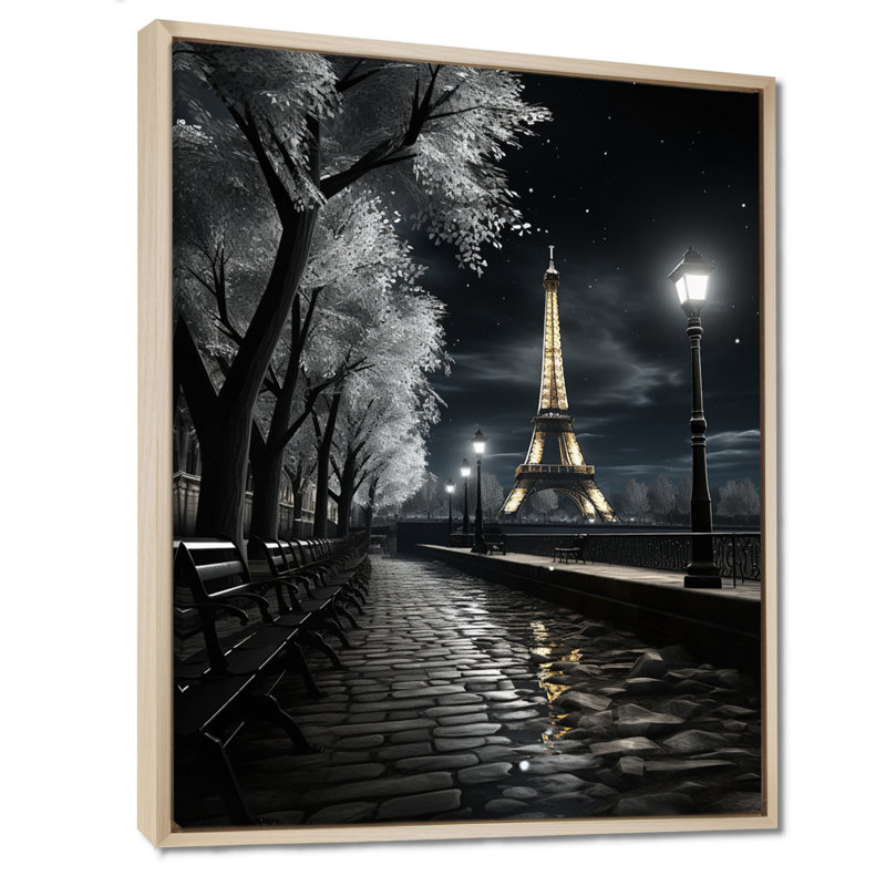 «Parisian Moonlit Night II», reproduction sur toile, H 20 po x l 12 po x P 1 po, Cadre flottant en érable