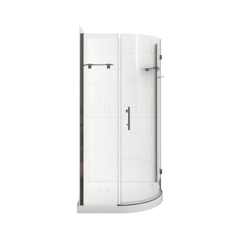 Ensemble de douche ronde sans cadre avec base de douche l 38 po x P 38 po x H 75 po Risco