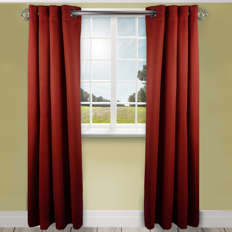Polen Room Darkening Curtain Single Panel, 96" x 108", Red