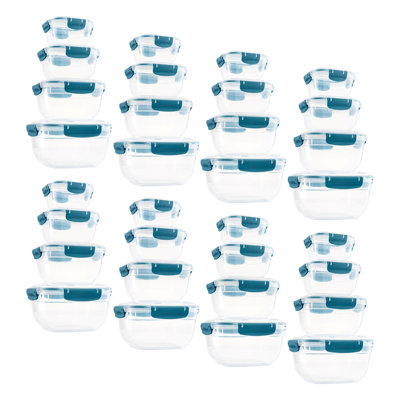  Contenant alimentaire en plastique hermétique, ensemble de 4 bols transparents scellés avec couvercles, sans BPA, rectangulaire, bleu, paquet de 8