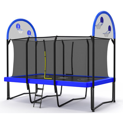 Maxlead 1500LBS Weight Capacity Rectangle Trampoline Basketball Hoop 8X14FT Outdoor Square Gymnastics Trampolines for Kids Adults