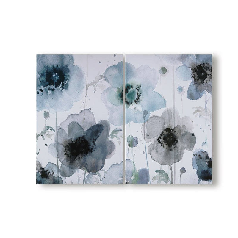 Art for the Home Painterly Poppies Set of 2 Printed Canvas