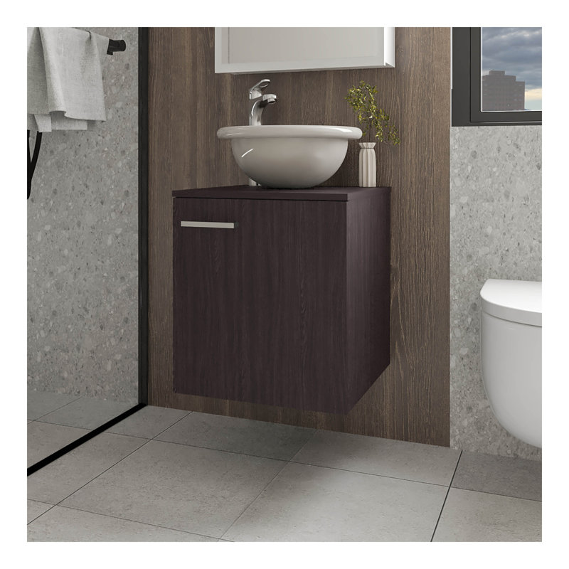 Meuble-lavabo avec lavabo et robinet intégrés Pirtleville, Wengé