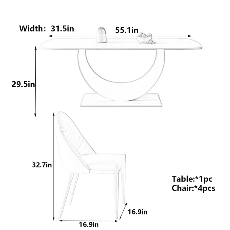 Creamy White Rectangular Rock Table, 29.5"H x 55.1"L x 31.5"W