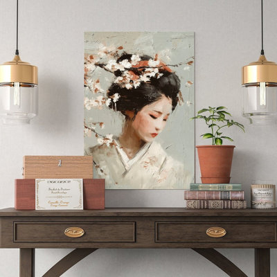 Canvas Wall Art Japanese Geisha Painting With Cherry Blossoms Art Vintage Poster Print Home Decor