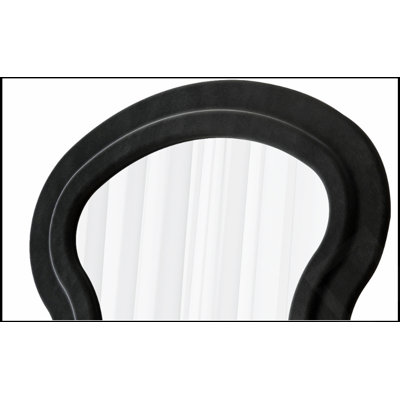 Flannel Full Length Wavy Black Floor Mirror With Stand For Bedroom And Living Room, Hanging Or Leaning