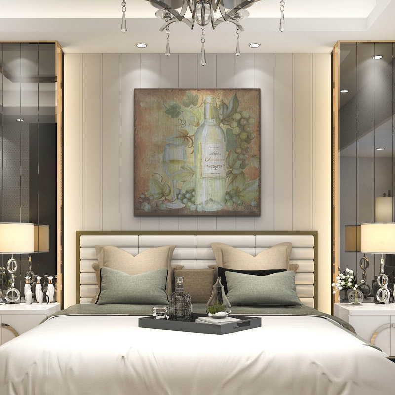 «Grapevine & Wine White» par Art Licensing Studio, art mural, H 36 po x l 36 po