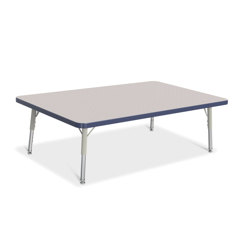 Berries Rectangle Activity Table, Standard Leg  Elementary 15"- 24", Gray/Navy, 48" L x 30" W