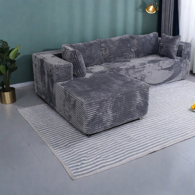 Compression Comfort Sectionals, 100 Inch Corduroy Modern Home Sofa