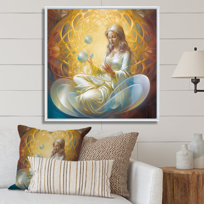 «Woman Goddess In Lotus Golden Meditation», reproduction sur toile